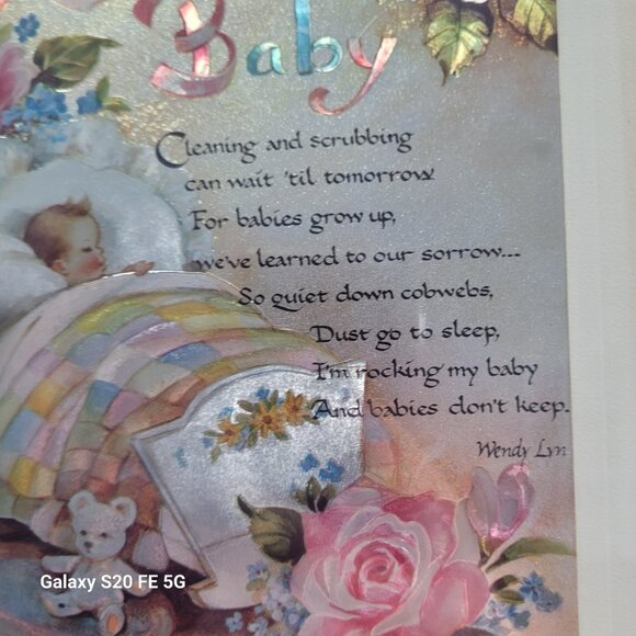 Vintage Rockabye Baby Metallic Print 1980's by Wendy Lyn Framed and Matted - Picture 3 of 13